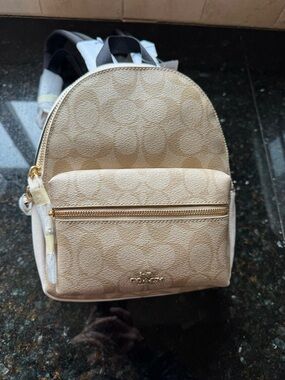 Coach Mini Backpack in Light Beige Signature Print